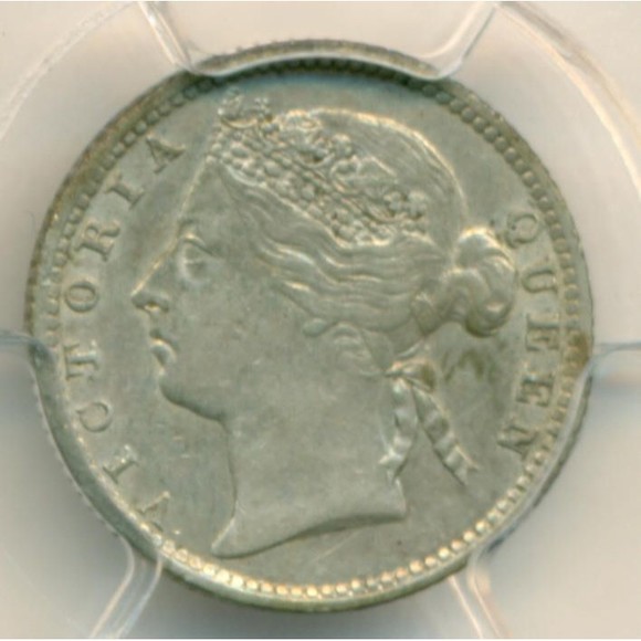 Straits Settlements -Malaysia- Victoria 1895 Silver 10 Cents AU53 PCGS - Picture 3 of 4